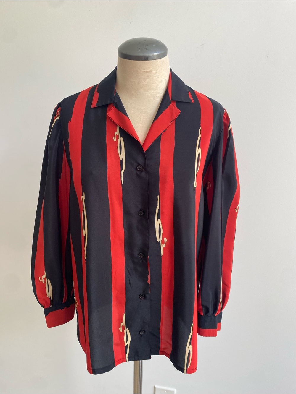 Highland Queen Red & Black Striped Button-Up Blouse